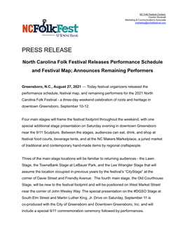 2021-08-27 North Carolina Folk Festival Releases Performance