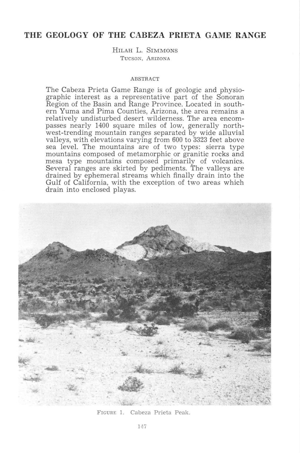 The Geology of the Cabeza Prieta Game Range ~