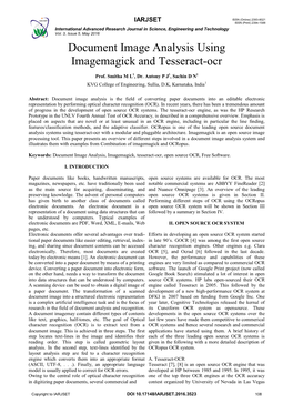 Document Image Analysis Using Imagemagick and Tesseract-Ocr