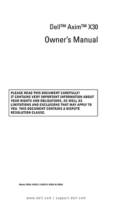 Dell™ Axim™ X30 Owner's Manual