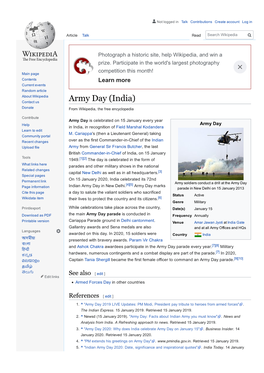 Army Day (India) Donate from Wikipedia, the Free Encyclopedia