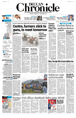 Centre, Farmers Stick to Guns, to Meet Tomorrow