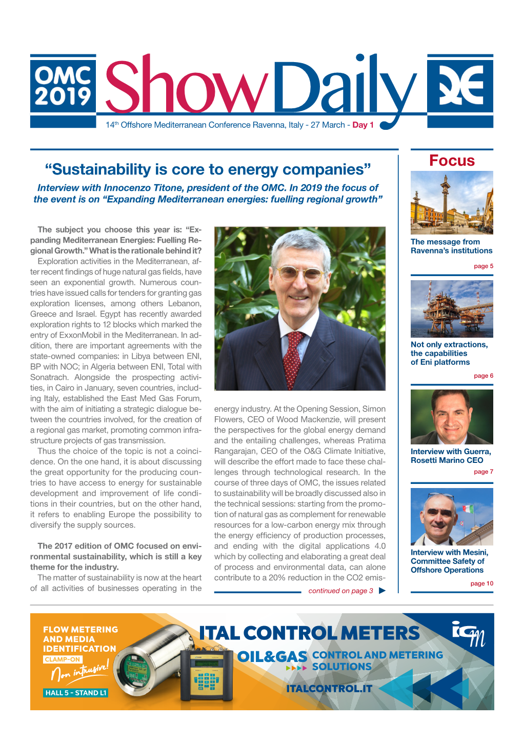 Focus “Sustainability Is Core to Energy Companies” Interview with Innocenzo Titone, President of the OMC