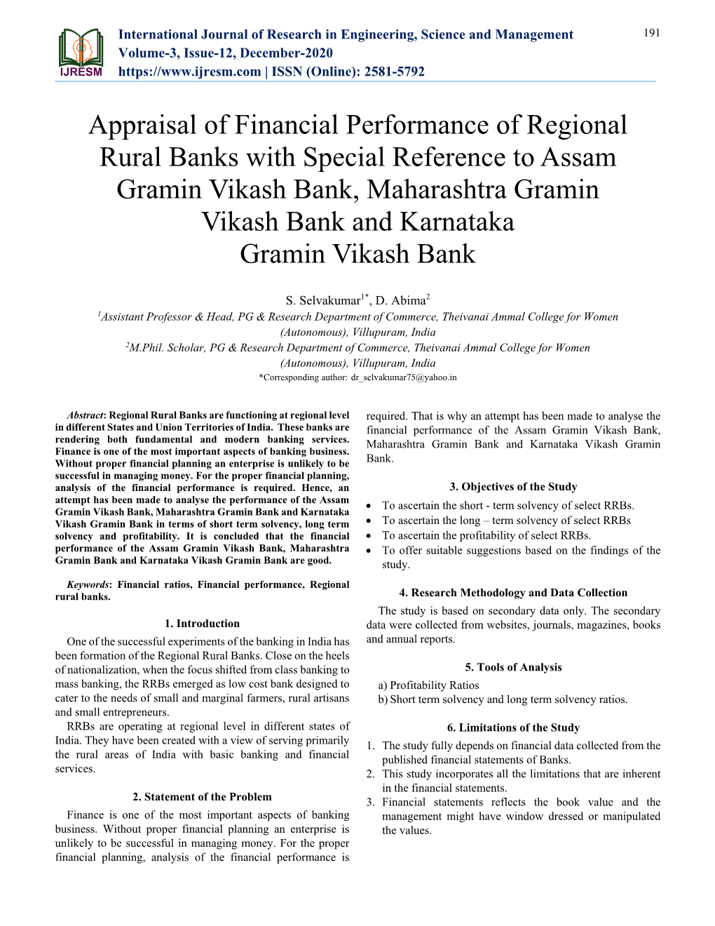Appraisal of Financial Performance of Regional Rural Banks with Special