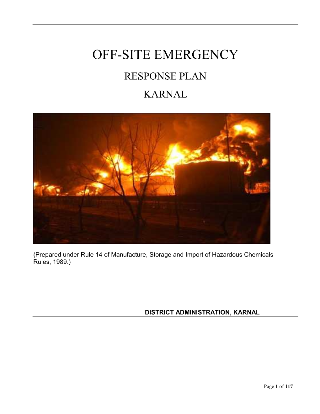 Off-Site Emergency Response Plan Karnal