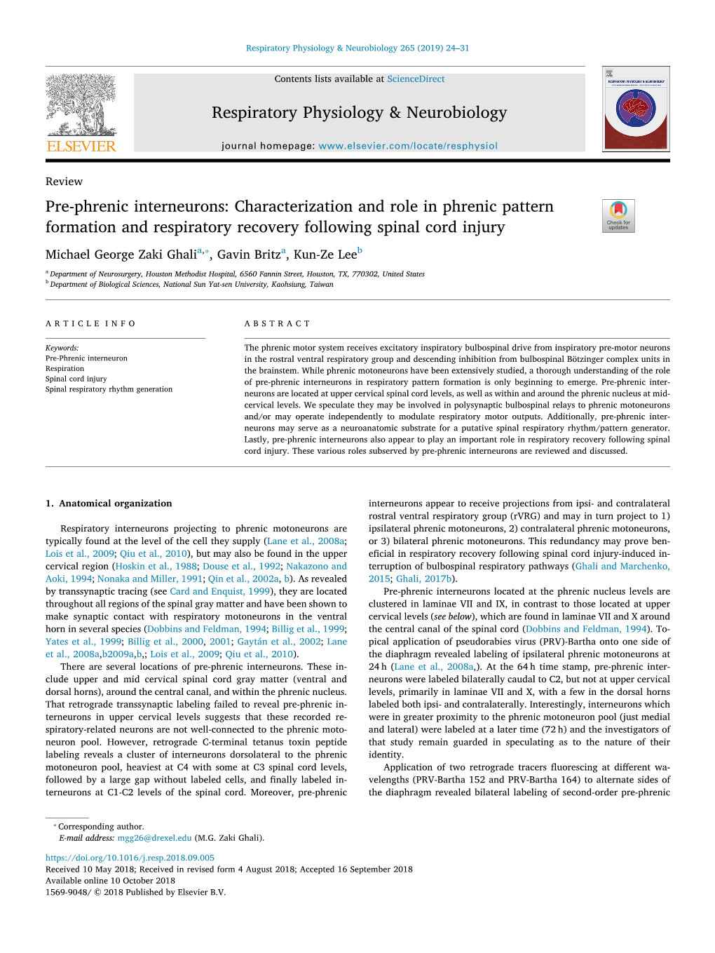 Pre-Phrenic Interneurons Characterization and Role in Phrenic