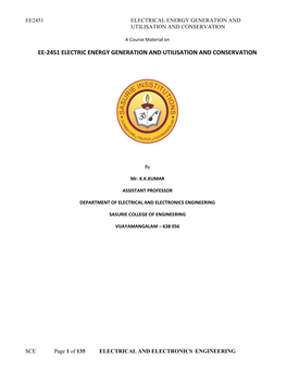 Ee-2451 Electric Energy Generation and Utilisation and Conservation