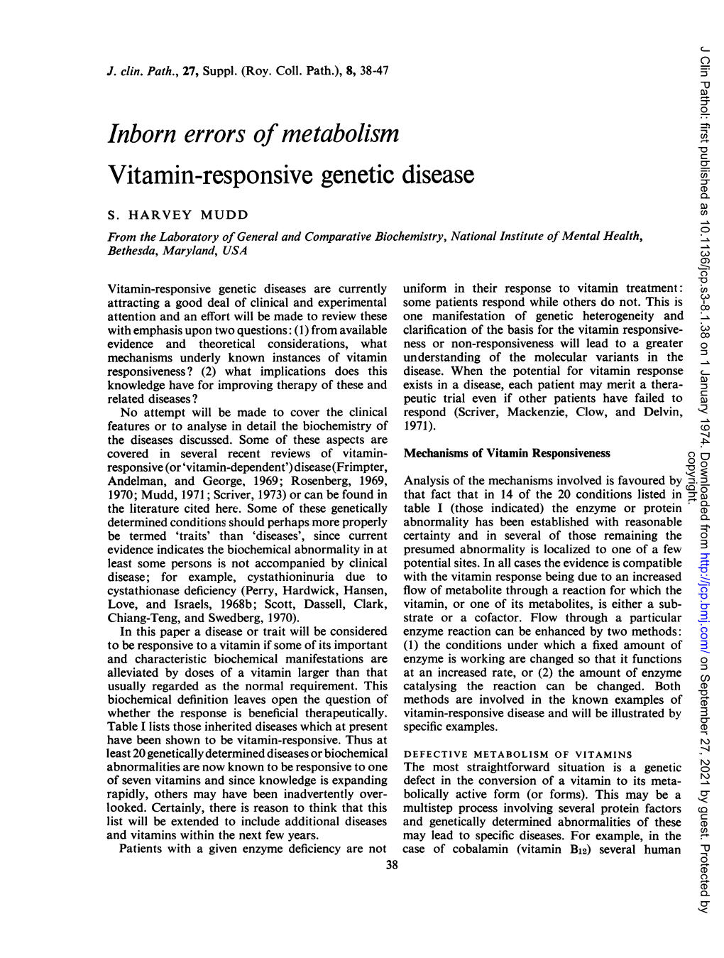 Inborn Errors Ofmetabolism Vitamin-Responsive Genetic Disease