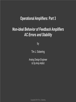 Operational Amplifiers: Part 3 Non-Ideal Behavior of Feedback