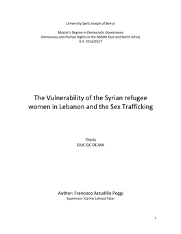 The Vulnerability of the Syrian Refugee Women in Lebanon and the Sex Trafficking