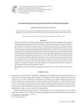 Geostatistical Approach for Spatial Interpolation of Meteorological Data