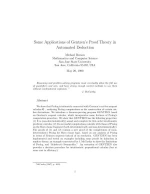 Some Applications of Gentzen's Proof Theory in Automated Deduction