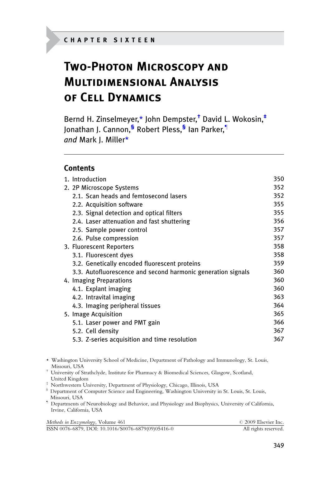 Two-Photon Microscopy and Multidimensional Analysis of Cell Dynamics