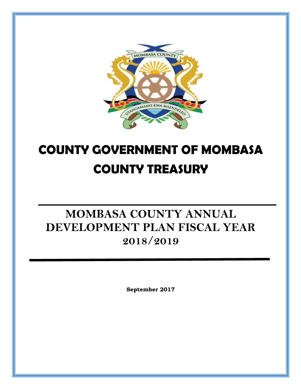 County Government of Mombasa County Treasury