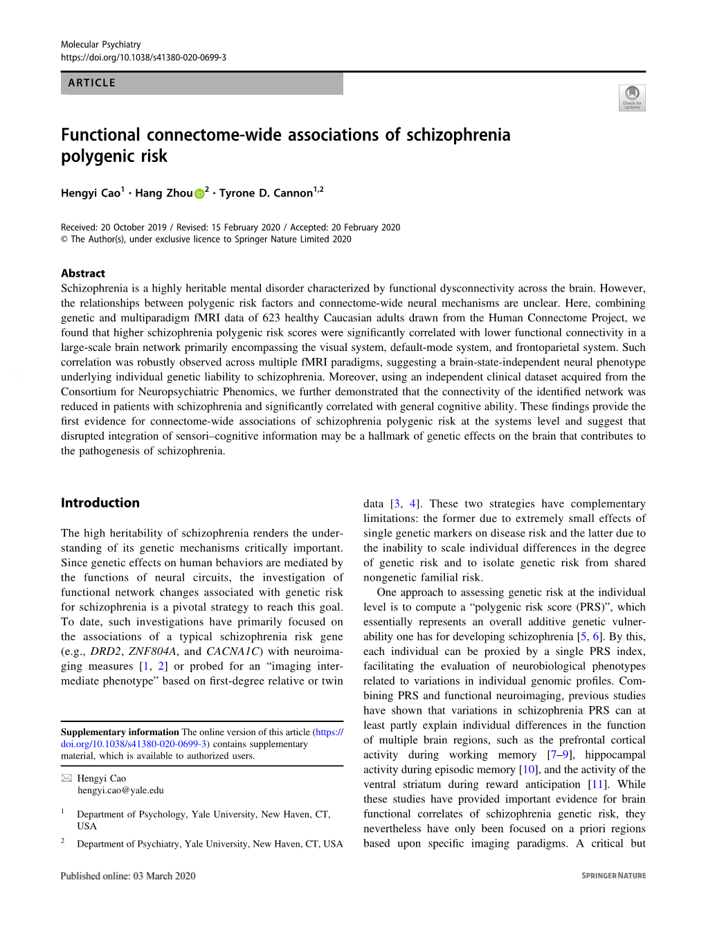 Functional Connectome-Wide Associations of Schizophrenia Polygenic Risk