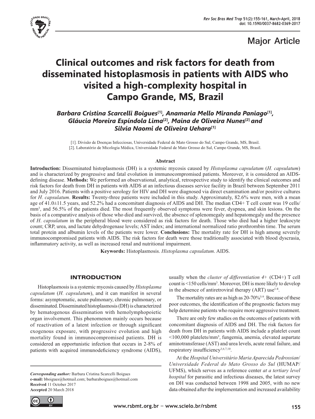 Major Article Clinical Outcomes and Risk Factors for Death From