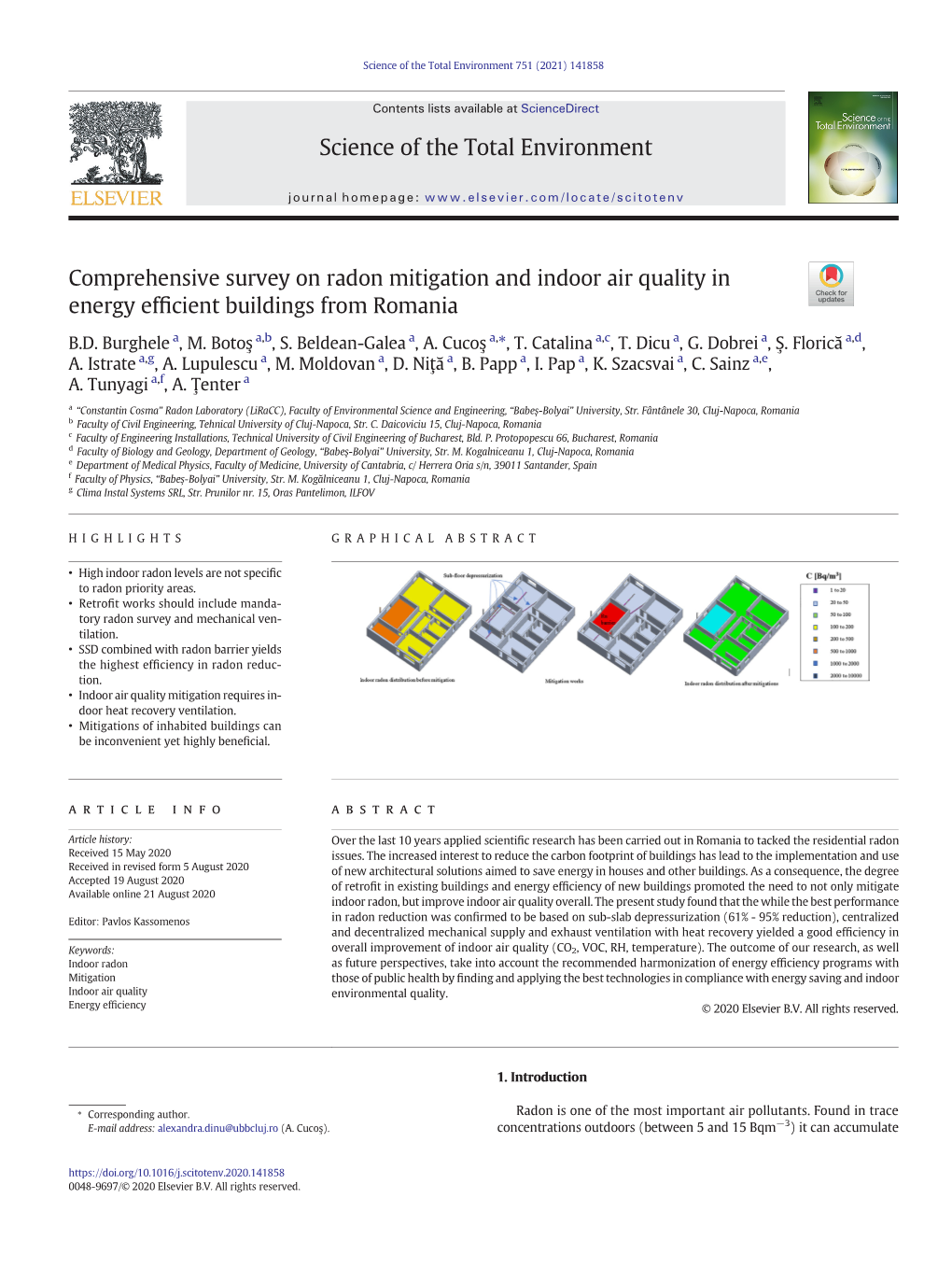 Comprehensive Survey on Radon Mitigation and Indoor Air Quality in Energy Efﬁcient Buildings from Romania