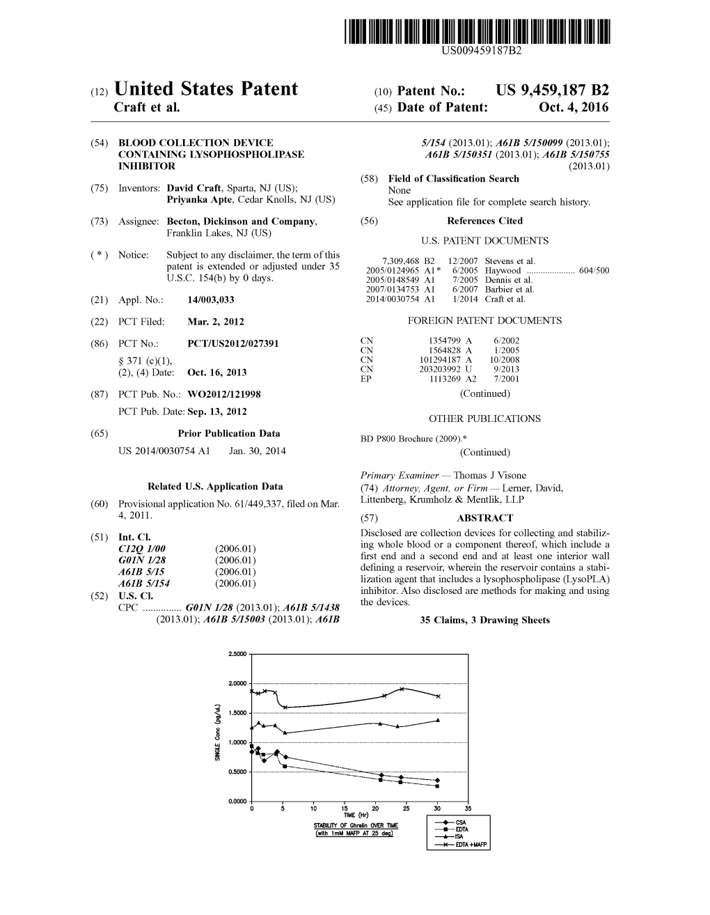 (12) United States Patent (10) Patent No.: US 9,459,187 B2 Craft Et Al