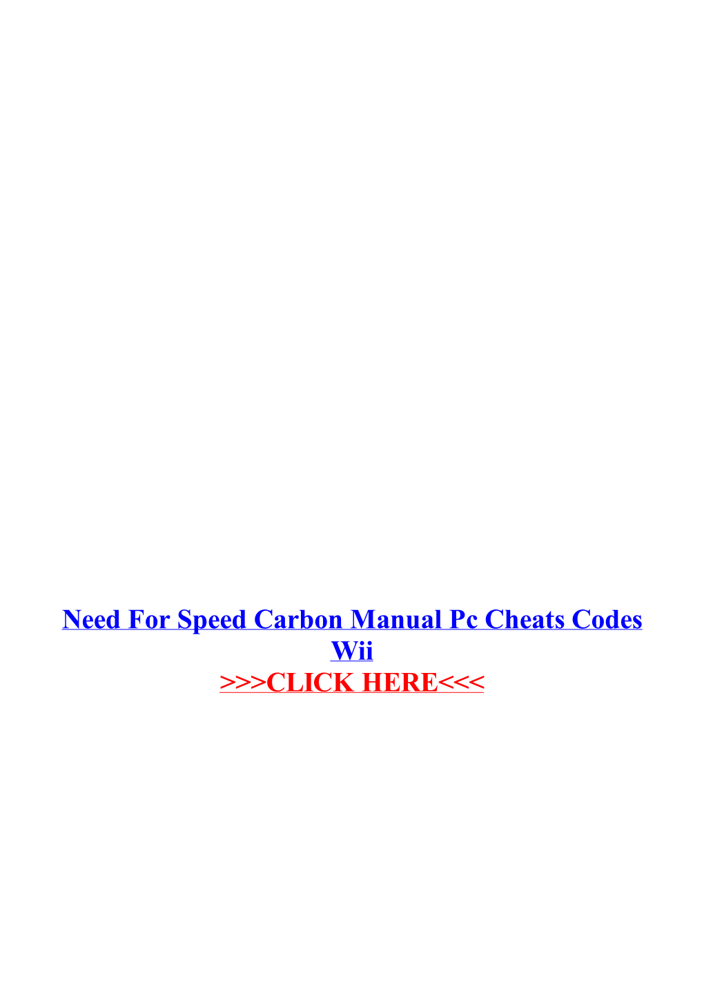 Need for Speed Carbon Manual Pc Cheats Codes Wii