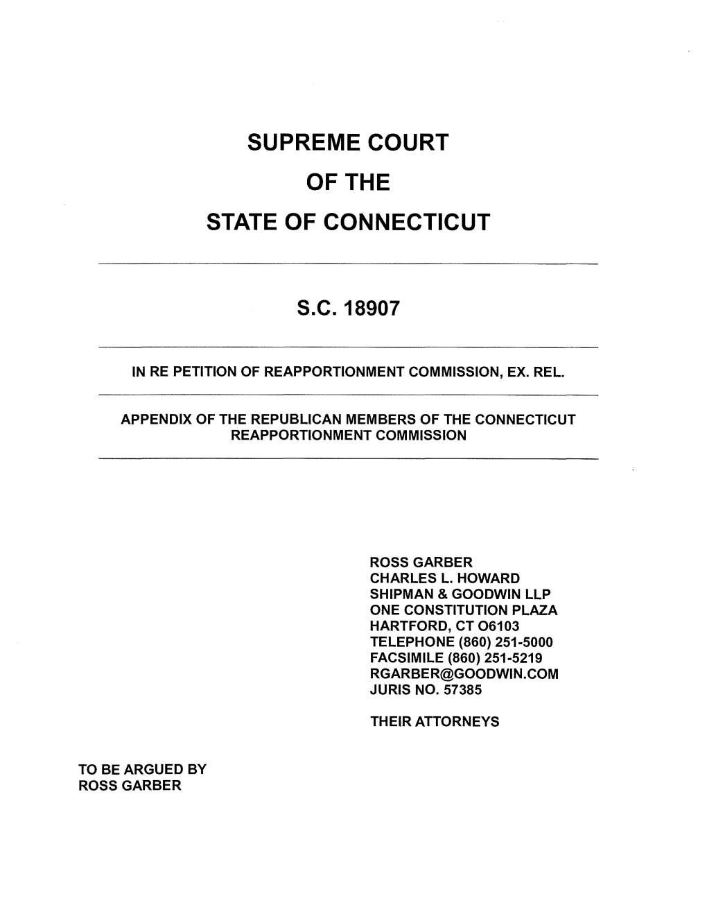 Appendix of the Republican Members of the Connecticut Reapportionment Commission