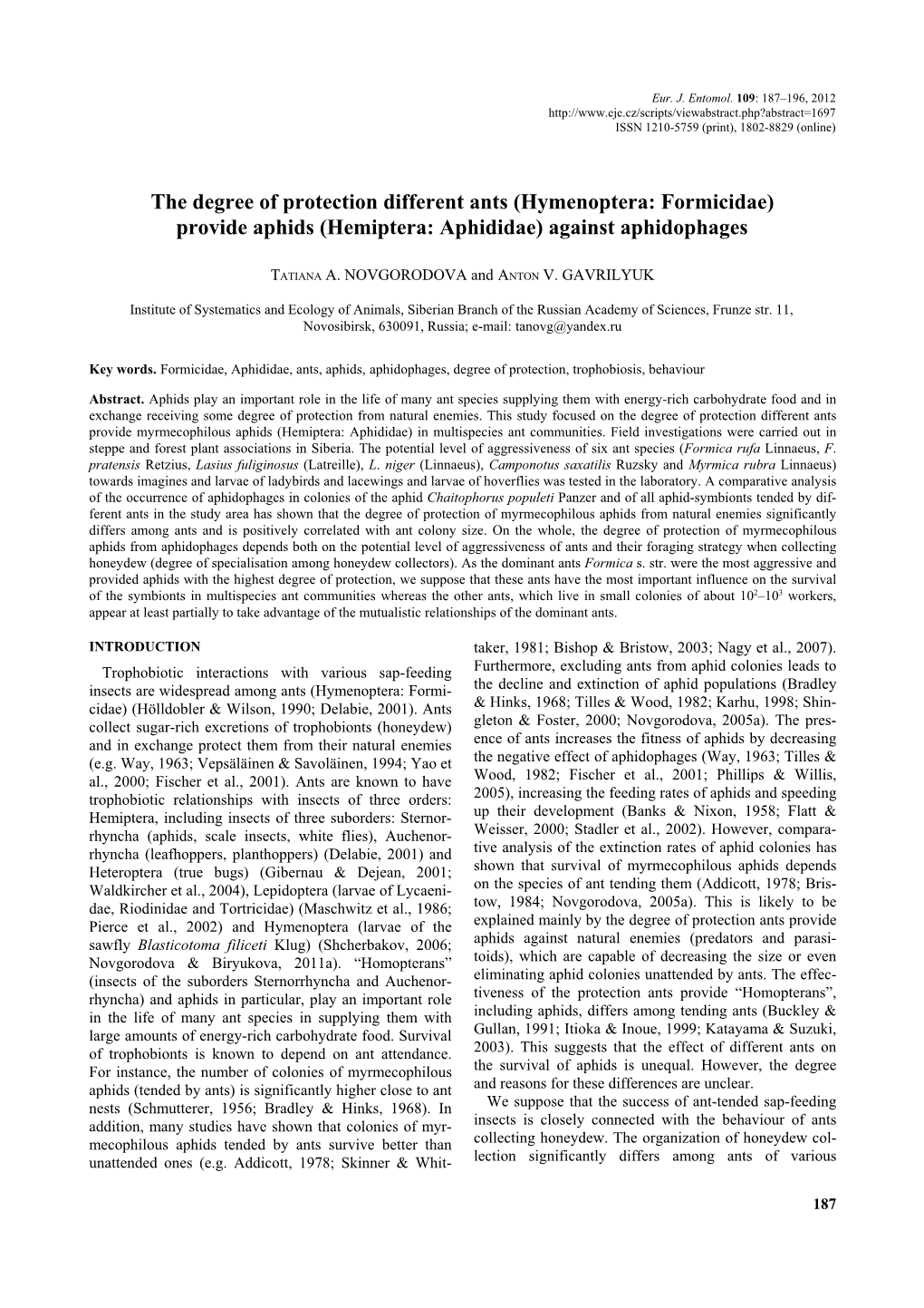 Provide Aphids (Hemiptera: Aphididae) Against Aphidophages