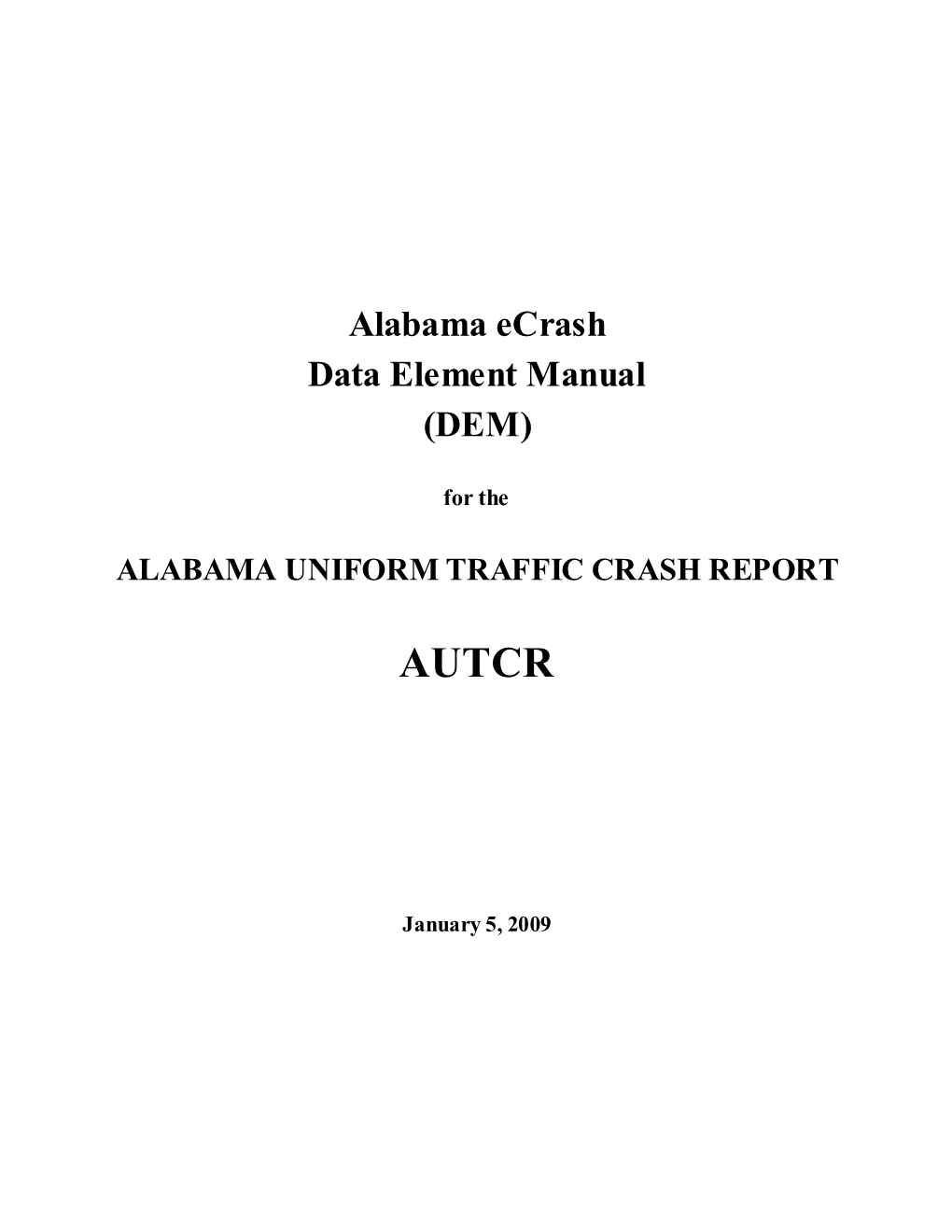 Alabama Ecrash Data Element Manual