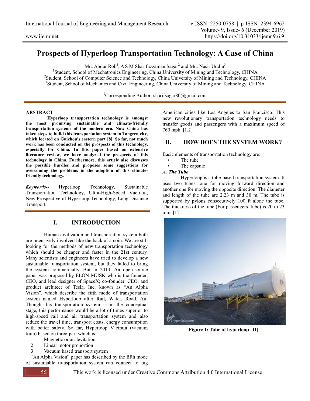 Prospects of Hyperloop Transportation Technology: a Case of China