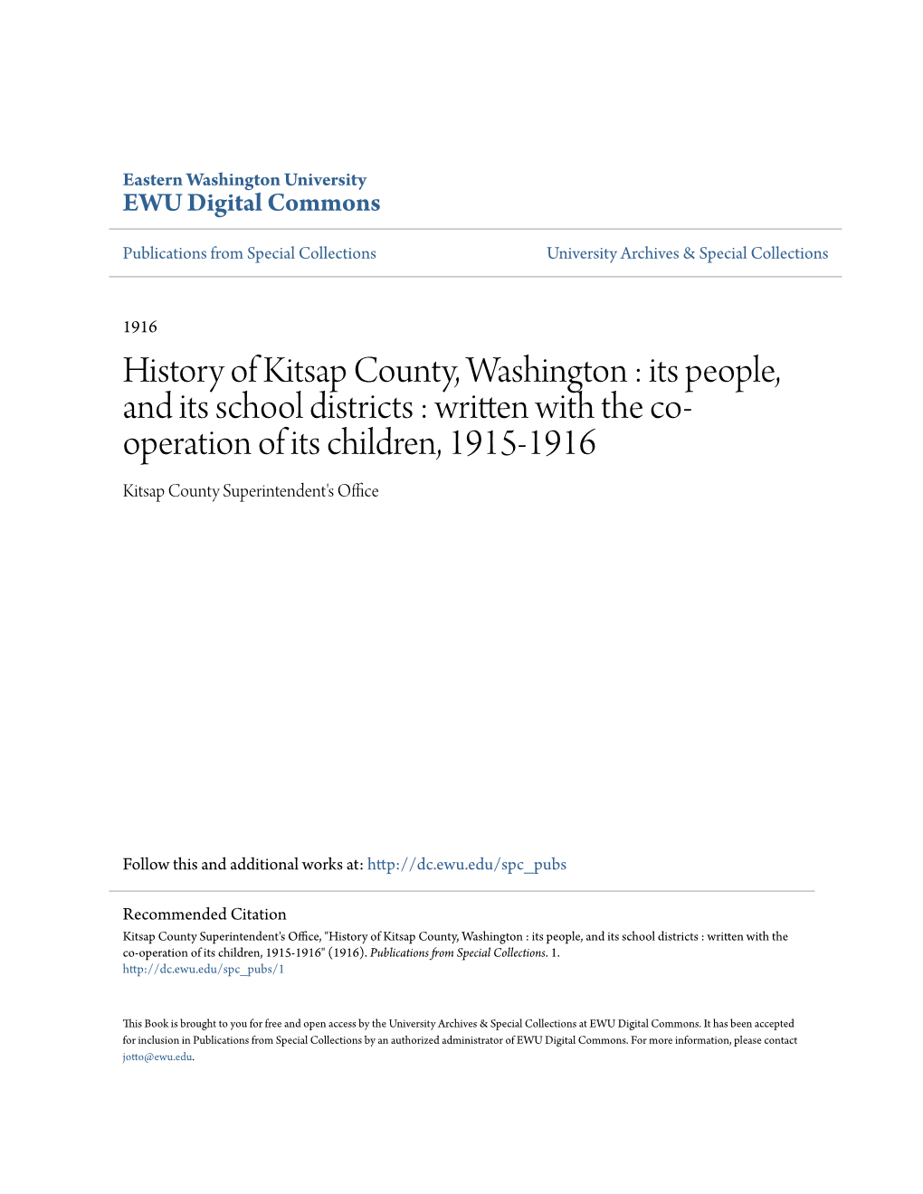 History of Kitsap County, Washington : Its People, and Its School Districts