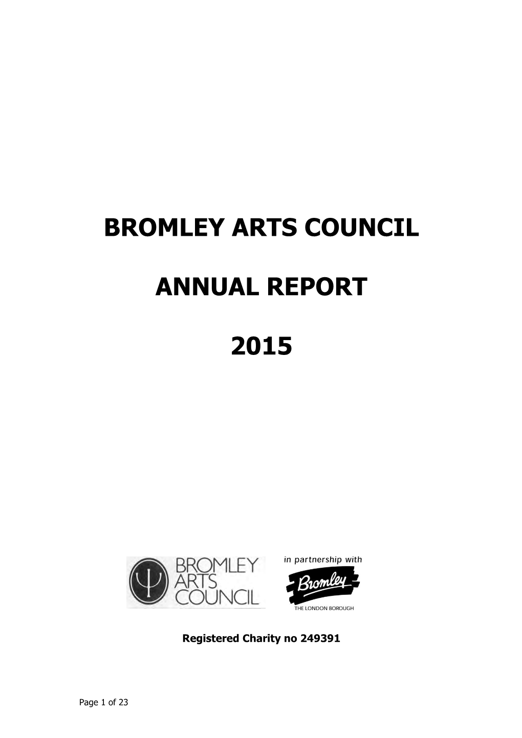 Bromley Arts Council Annual Report 2015