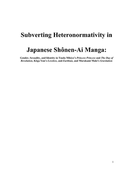 Subverting Heteronormativity in Japanese Shônen-Ai Manga