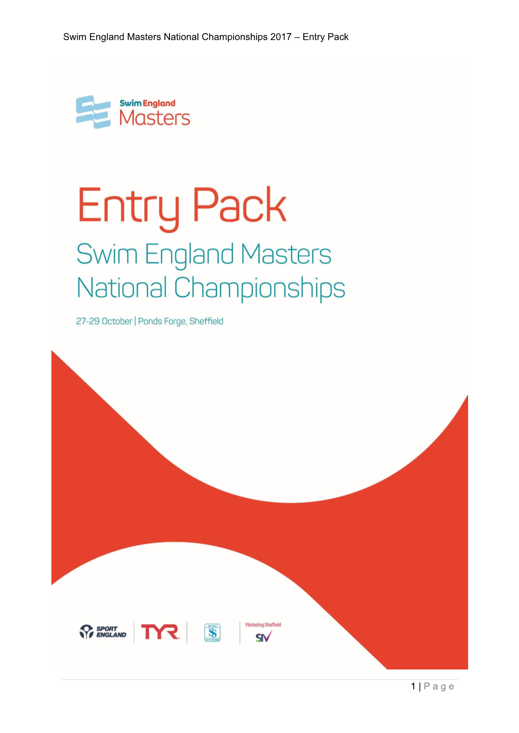 Swim England Masters National Championships 2017 – Entry Pack 1