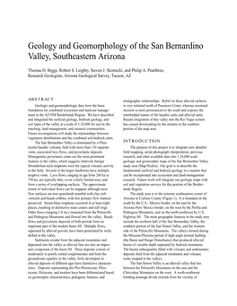 Geology and Geomorphology of the San Bernardino Valley, Southeastern Arizona