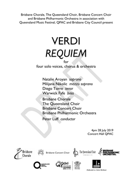 VERDI REQUIEM for Four Solo Voices, Chorus & Orchestra