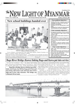 New School Buildings Handed Over Bago River Bridge (Kawa) Linking