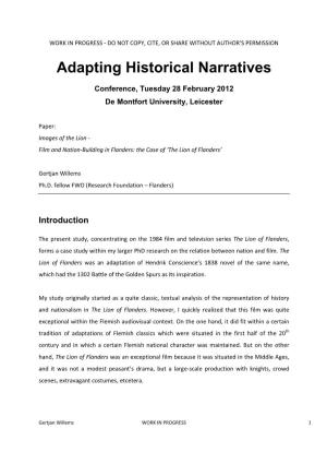 Paper for Adapting Historical Narratives Gertjan Willems