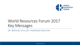 World Resources Forum 2017 Key Messages DR