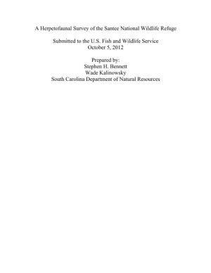A Herpetofaunal Survey of the Santee National Wildlife Refuge Submitted