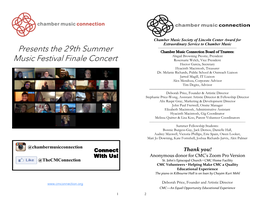 Presents the 29Th Summer Music Festival Finale Concert