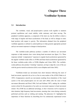 Chapter Three Vestibular System