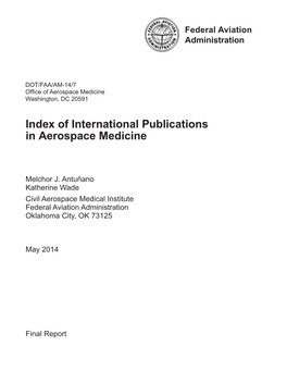 Index of International Publications in Aerospace Medicine
