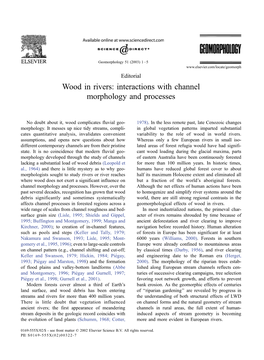 Wood in Rivers: Interactions with Channel Morphology and Processes