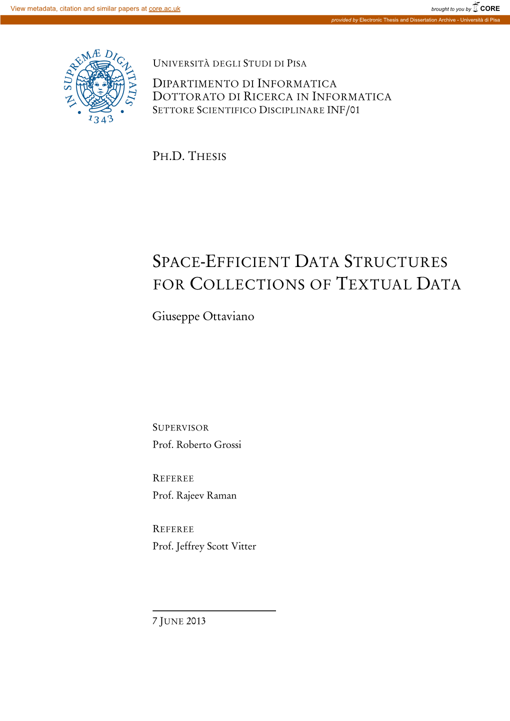 Space-Efficient Data Structures for Collectionsof Textual Data