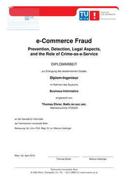 E-Commerce Fraud Prevention, Detection, Legal Aspects, and the Role of Crime-As-A-Service