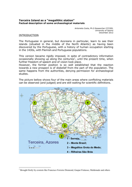Terceira Island As a “Megalithic Station” Factual Description of Some Archaeological Materials