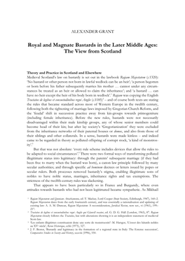 Royal and Magnate Bastards in the Later Middle Ages: the View from Scotland