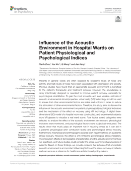 Influence of the Acoustic Environment in Hospital Wards on Patient