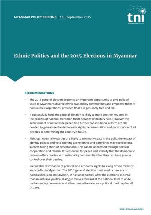 Ethnic Politics and the 2015 Elections in Myanmar