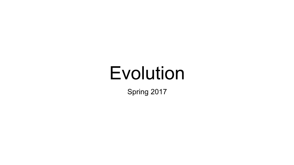 Evolution Spring 2017 Modes of Speciation