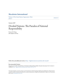 Divided Nations: the Paradox of National Responsibility