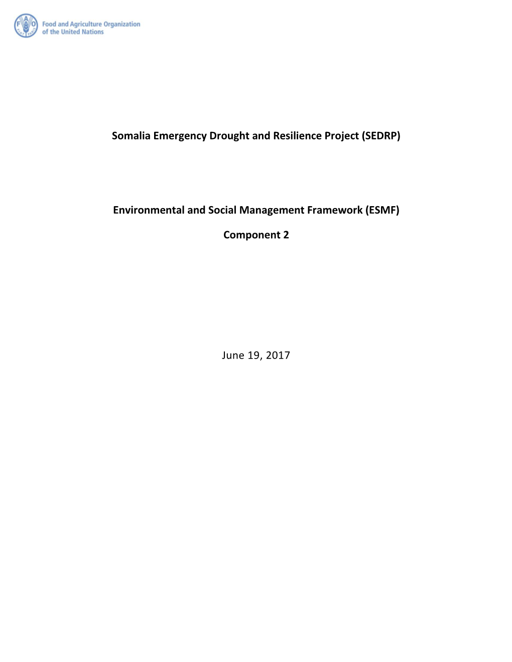 Somalia Emergency Drought and Resilience Project (SEDRP)